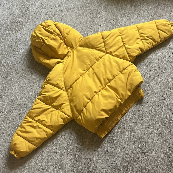Zara TRF Collection Mustard Yellow Puffer Zip Up Jacket w/ Hood - Picture 3 of 4